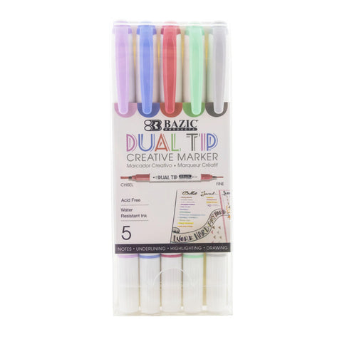 Dual-Tip Creative Markers, 5 Per Pack, 6 Packs