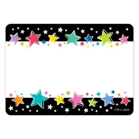 Star Bright Colorful Stars on Black Labels, 36 Per Pack, 6 Packs