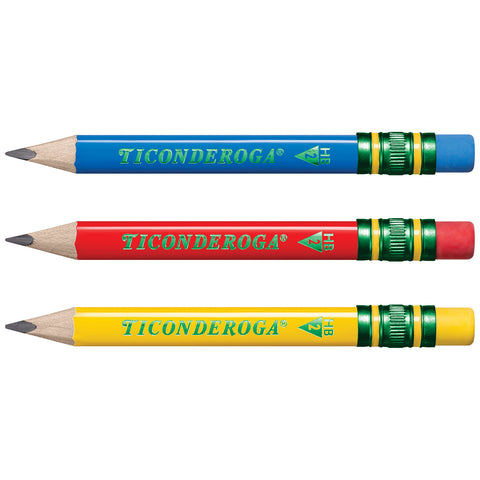 My First® Short Wooden Pencils, Large Triangle Barrel, Sharpened, #2 HB Soft, With Eraser, Primary Colors, 12 Per Pack, 2 Packs