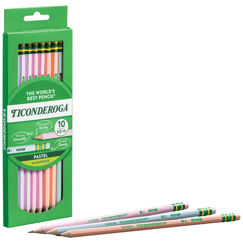 #2 Pastel Pencils, 5 Assorted Colors, 10 Per Pack, 6 Packs