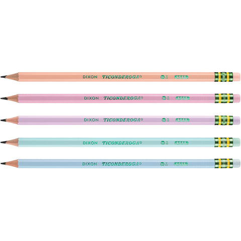 #2 Pastel Pencils, 5 Assorted Colors, 10 Per Pack, 6 Packs