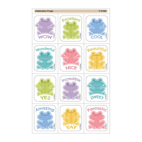 Celebration Frogs Tear & Share Stickers®, 60 Per Pack, 6 Packs