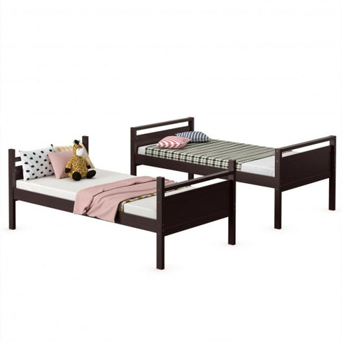 Twin Over Twin Bunk Bed Convertible 2 Individual Beds Wooden-Espresso