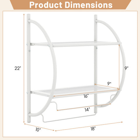 Wall Mounted 2-Tier Bathroom Towel Rack with 2 Towel Bars-White