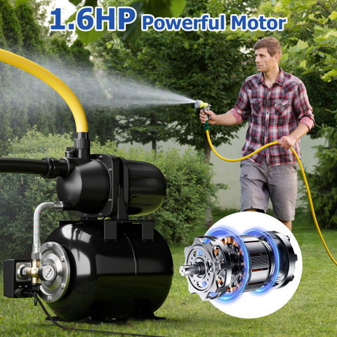 1200 W Garden Water Pump Shallow Well Pressurized Irrigation-Black