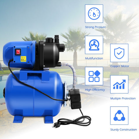 1200 W Garden Water Pump Shallow Well Pressurized Irrigation-Blue