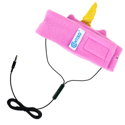 H1 Adjustable Fleece Headband Headphones, Unicorn, Pink