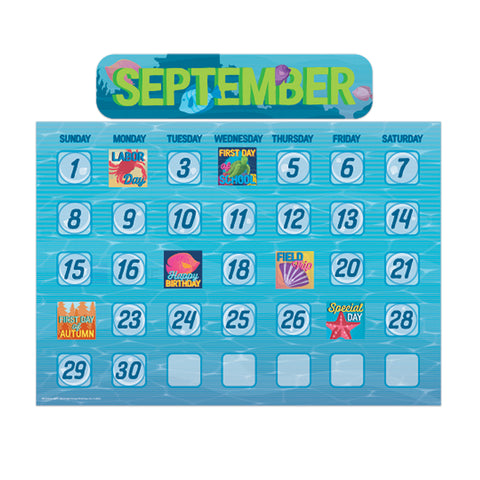 Seas the Day Calendar Bulletin Board Set, 98 Pieces