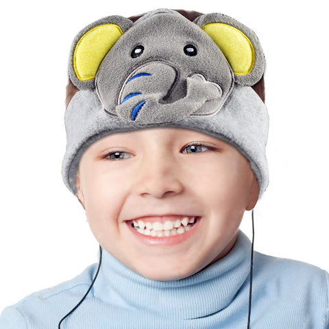 H1 Adjustable Fleece Headband Headphones, Elephant