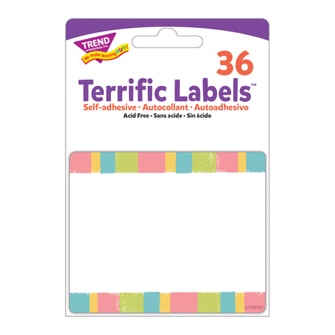 Cheerful Stripes Terrific Labels™, 36 Per Pack, 6 Packs