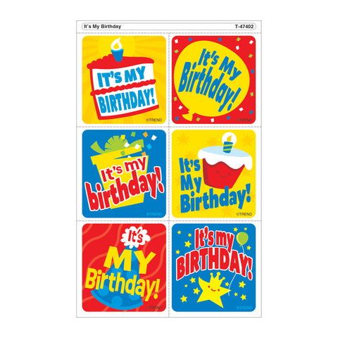 It's My Birthday Tear & Share Stickers®, 30 Per Pack, 6 Packs