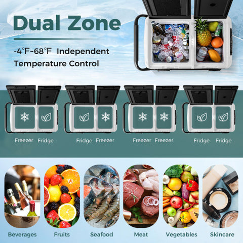 Dual Zone 12V Car Refrigerator for Vehicles Camping Travel Truck RV Boat Outdoor and Home Use-Black