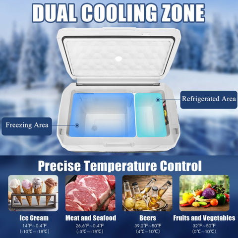 42 QT Portable Dual-Zone Car Refrigerator-White