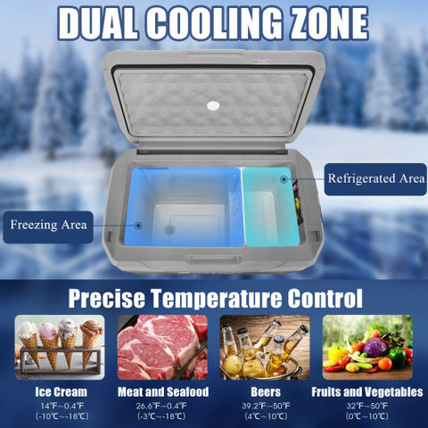 42 QT Portable Dual-Zone Car Refrigerator-Gray