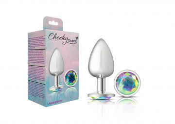 Cheeky Charms Round Clear Iridescent Silver Plug