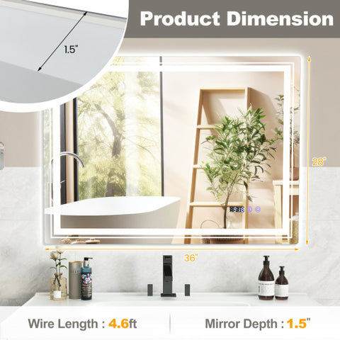 Defogging LED Bathroom Mirror with Memory Function and Anti-Fog-L