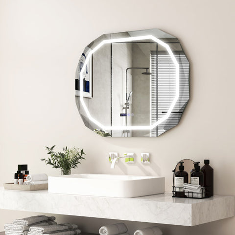 Anti-Fog Bathroom Mirror with 3 Color LED Light Memory Function