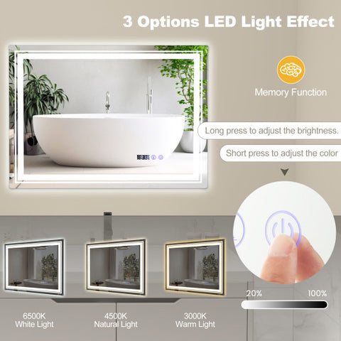 Defogging LED Bathroom Mirror with Memory Function and Anti-Fog-M