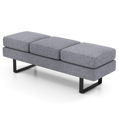 Waiting Room Bench Seating Long Bench with Metal Frame Leg-Gray