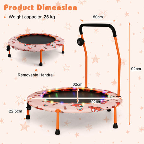 36 Inch Mini Trampoline with Colorful LED Lights and Bluetooth Speaker-Orange