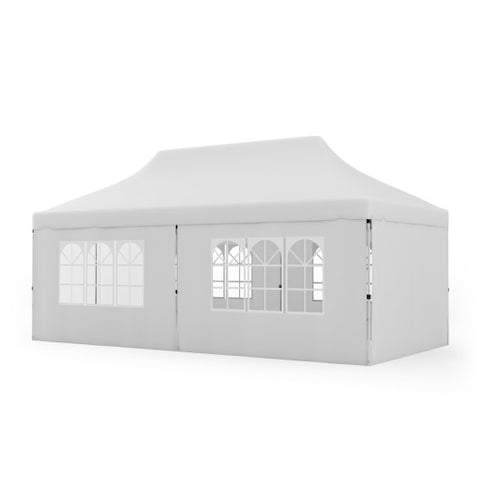 10 x 20 FT Pop up Canopy with 6 Sidewalls and Windows and Carrying Bag for Party Wedding Picnic-White