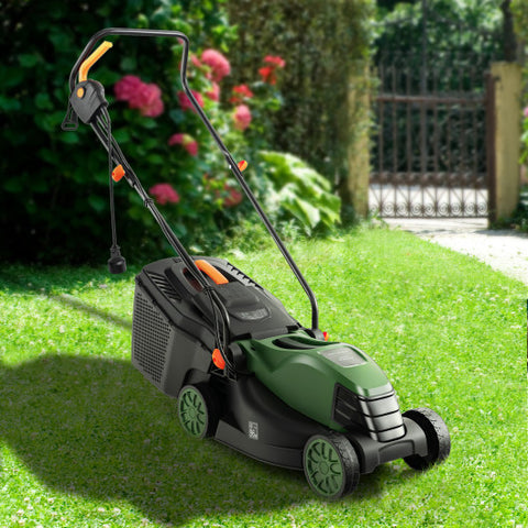 10 AMP 13 Inch Electric Corded Lawn Mower with Collection Box-Black & Green