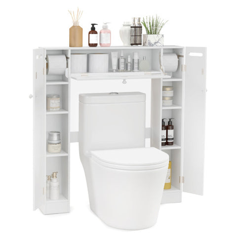 Over The Toilet Bathroom Cabinet with Adjustable Shelves and Paper Holder