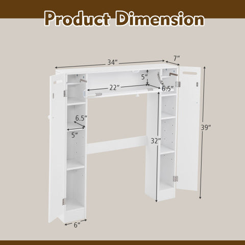 Over The Toilet Bathroom Cabinet with Adjustable Shelves and Paper Holder