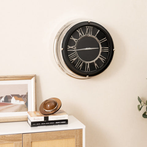 13.5/17.5 Inch Silent Wall Clock with Silver Frame-S