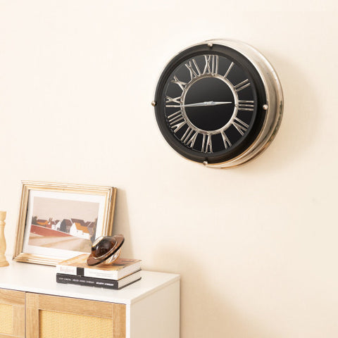 13.5/17.5 Inch Silent Wall Clock with Silver Frame-S