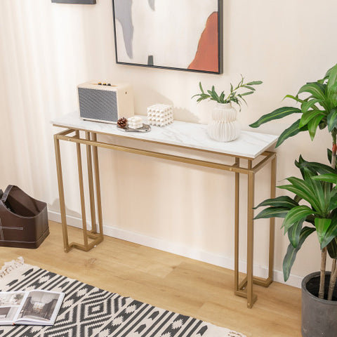 Modern Entryway Table with Gold Heavy-duty Metal Frame and Anti-toppling Kit for Living Room