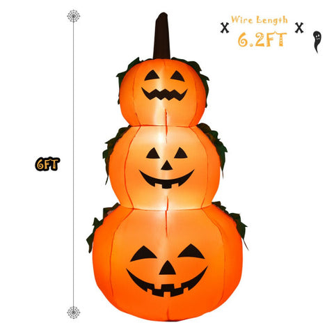 6 Feet Halloween Inflatable Stacked Pumpkins