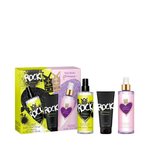 VERA WANG 3 PCS SET FOR WOMEN: ROCK PRINCESS 8.4 HAIR AND BODY MIST + ROCK PRINCESS 6.7 SHOWER GEL + PRINCESS 8.4 HAIR AND BODY MIST