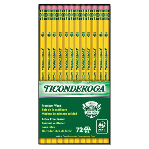 Original Ticonderoga® Pencils, No. 2 Soft, Unsharpened, Box of 72