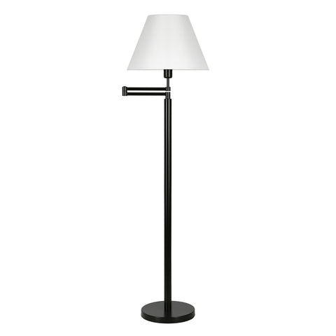 62" Black Swing Arm Floor Lamp With White Frosted Glass Empire Shade