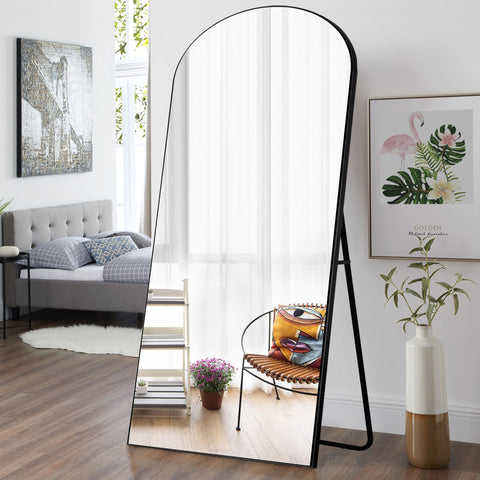 Black Arched Mirror with Stand