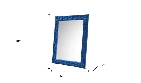 74" Blue Velvet Accent Mirror