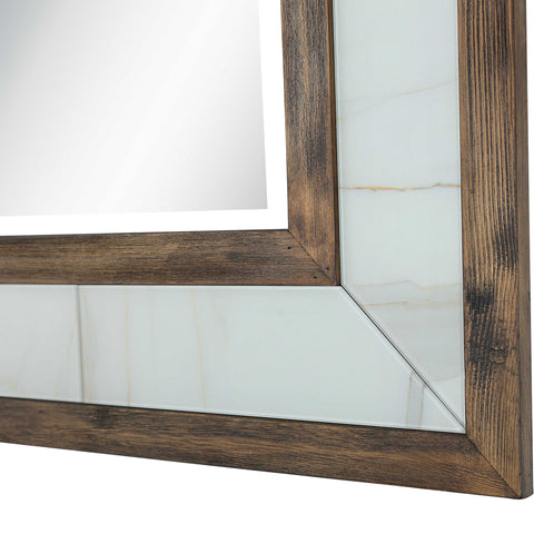 32" Brown Wood Framed Accent Mirror