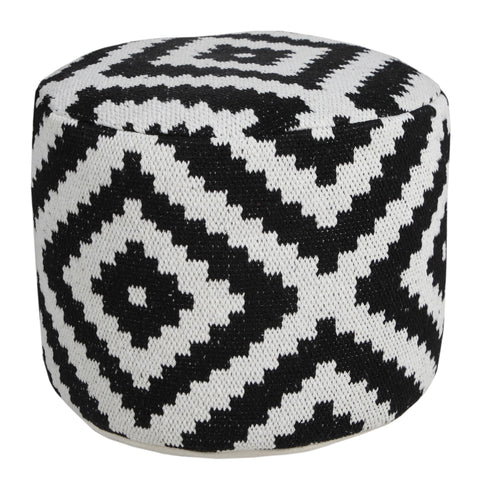 18" Black Cotton Blend Ottoman