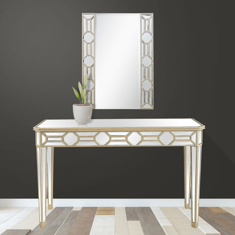 35" Champagne Accent Wood Framed Mirror