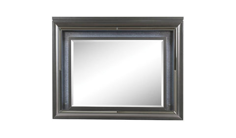 39" Metallic Gray Lighted Arch Dresser Mirror