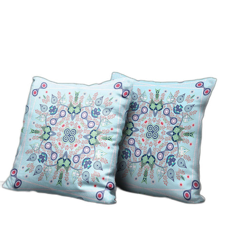 18" x 18" Light Blue Blown Seam Paisley Indoor Outdoor Throw Pillow