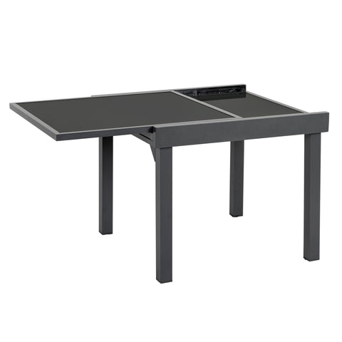 35" Gray Square Metal Extendable Outdoor Side Table