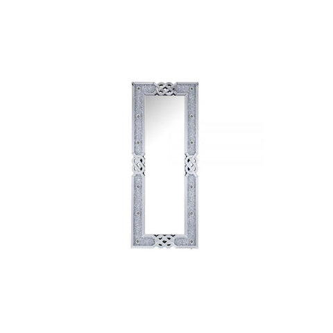 63" Mirrored & Faux Diamonds Lighted Irregular Accent Mirror