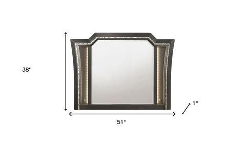 38" Metallic Gray Lighted Dresser Mirror