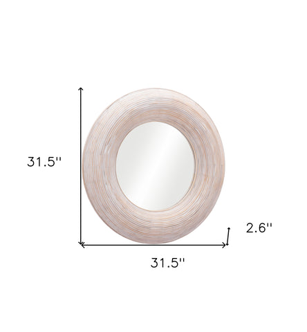 Beige Round Framed Accent Mirror