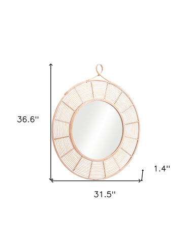 Natural Round Framed Accent Mirror