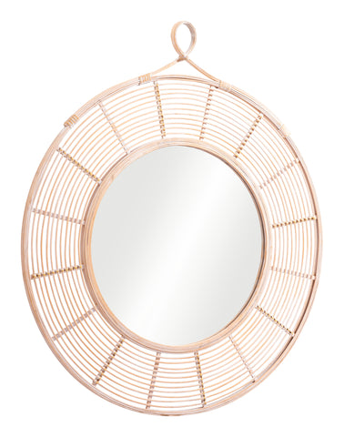 Natural Round Framed Accent Mirror