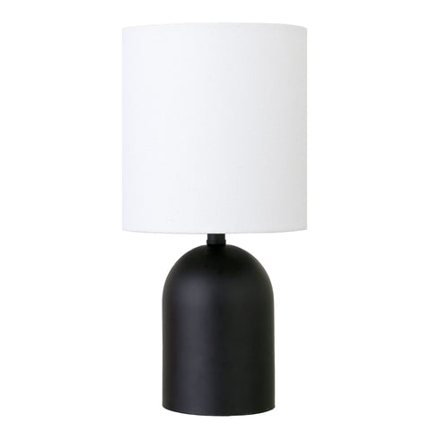 13" Black Metal Cylinder Table Lamp With White Drum Shade