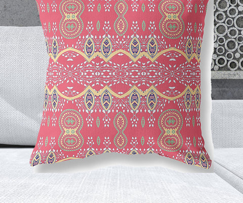 28" x 28" Red Blown Seam Paisley Indoor Outdoor Throw Pillow